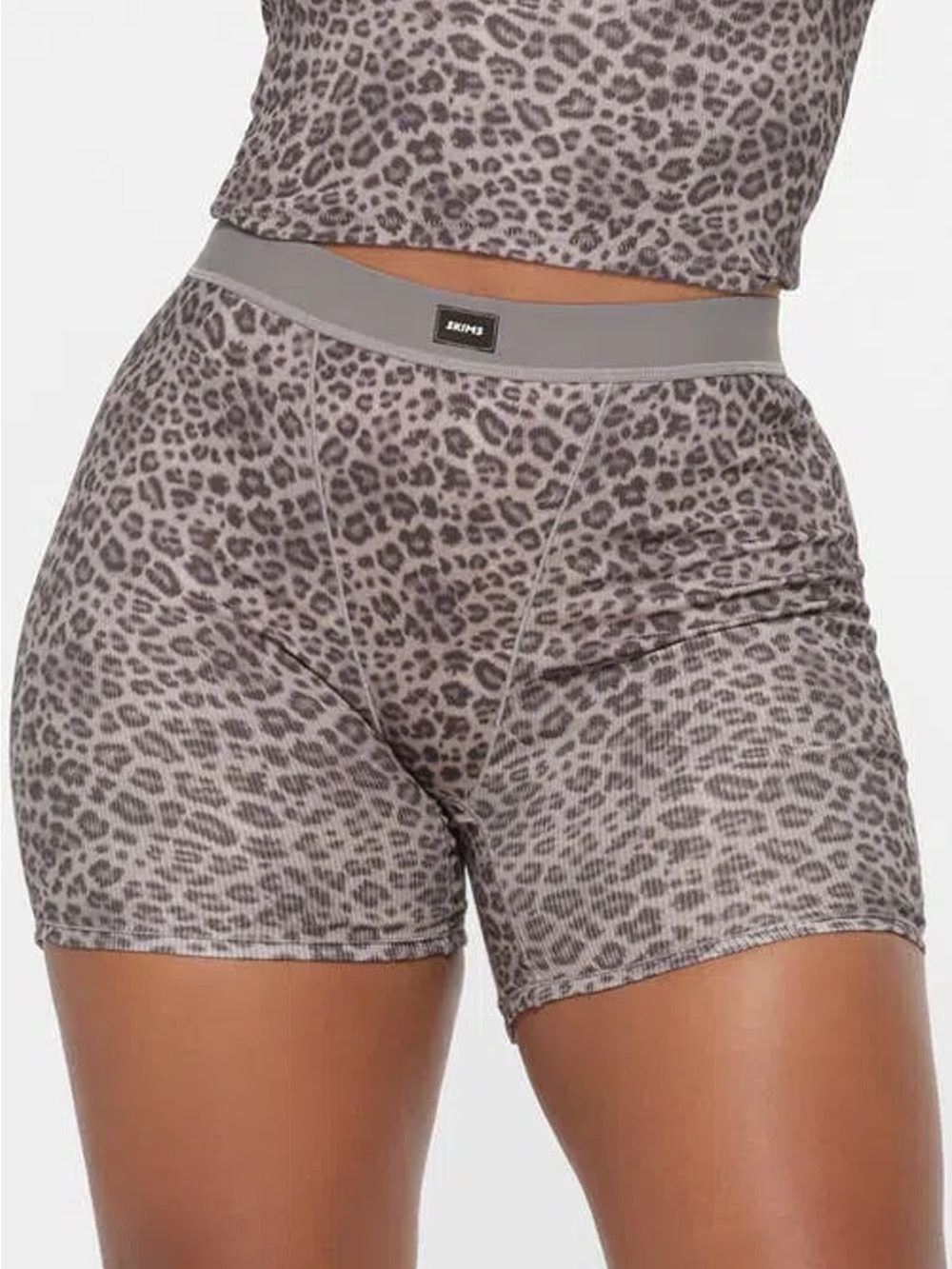 SKIMS Cotton Rib Boxers in Champagne Leopard Print (for women)